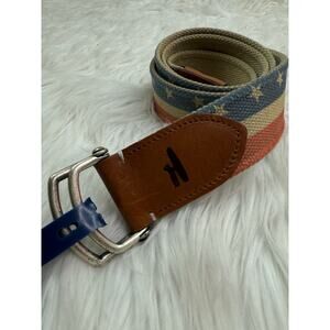Johnnie-O Mens Red Navy Stars and Stripes Canvas Belt Small USA Patriotic NWT